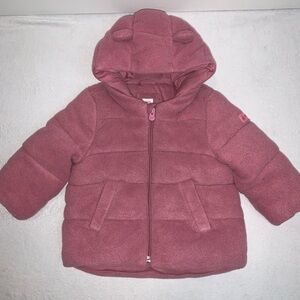 Baby GAP Hooded Fleece Puffer Coat Size 18-24 Months